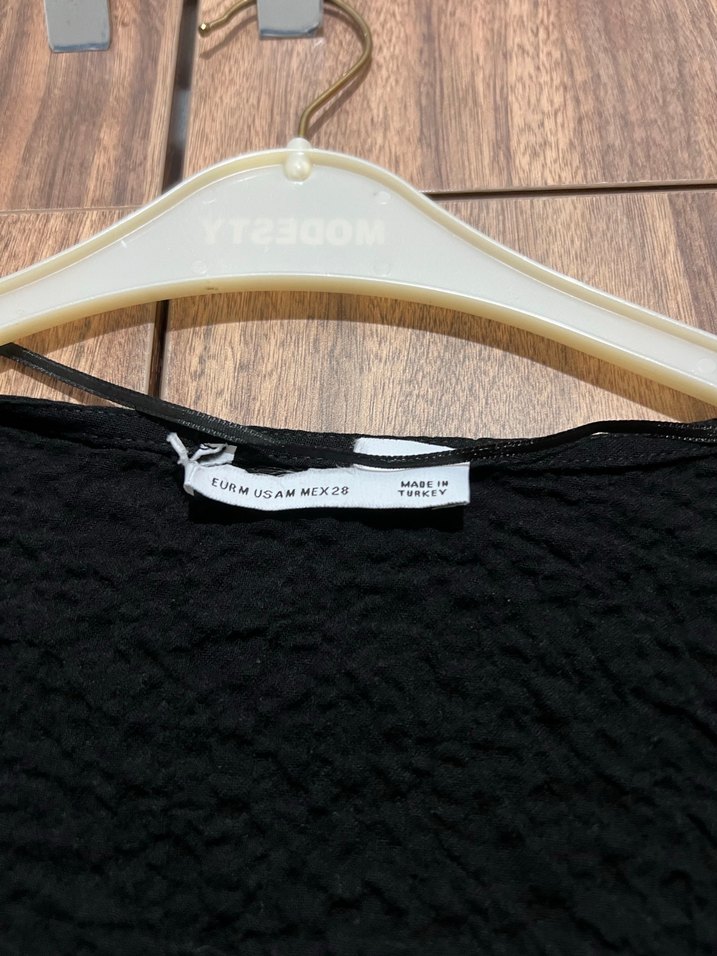 Siyah  Uzun Kollu Crop Bluz - Görsel 3