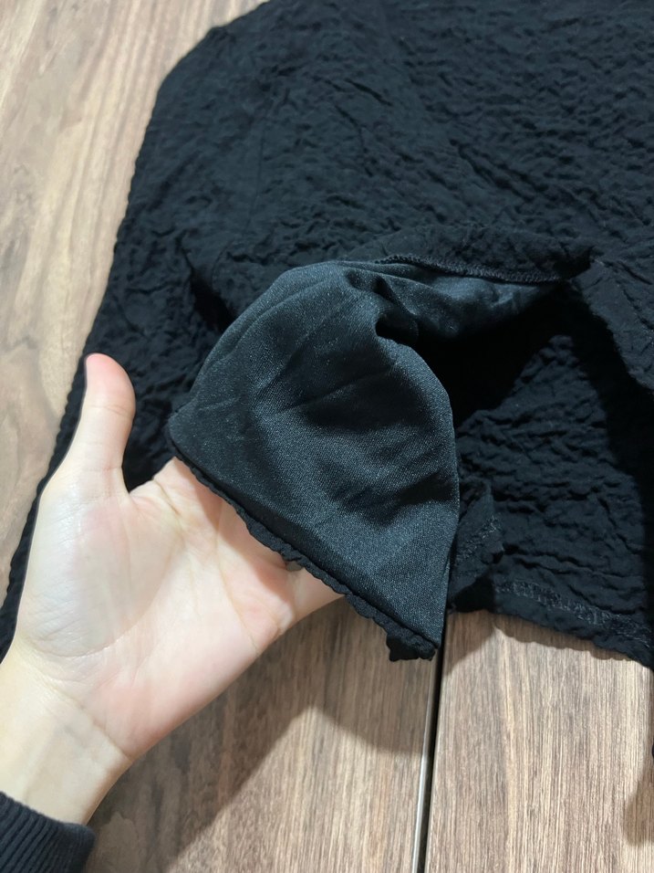 Siyah  Uzun Kollu Crop Bluz - Görsel 4