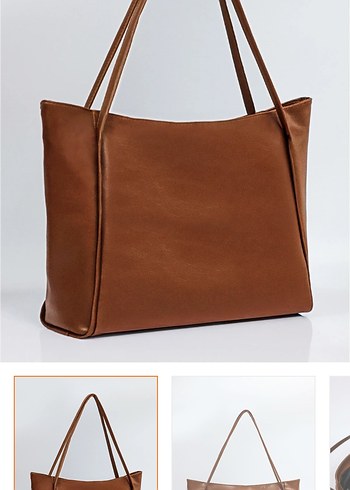 Kahverengi Deri Kadın Omuz Çantası - Görsel 3