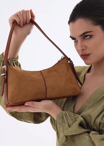 Süet Kadın Omuz Çantası - Görsel 5