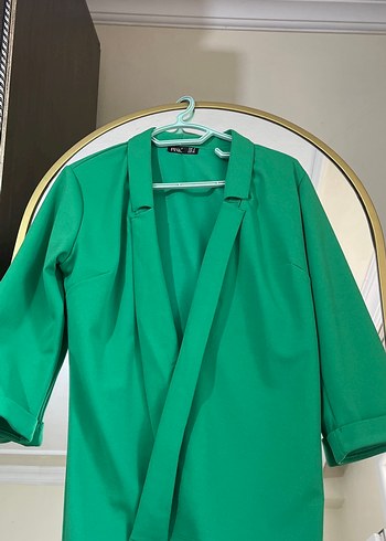s Beden Drapeli Yeşil Midi Kadın Blazer