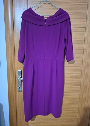 Parlak Mor Kadın Uzun Kollu Uzun Boy  Tüzün elbise - Görsel 3