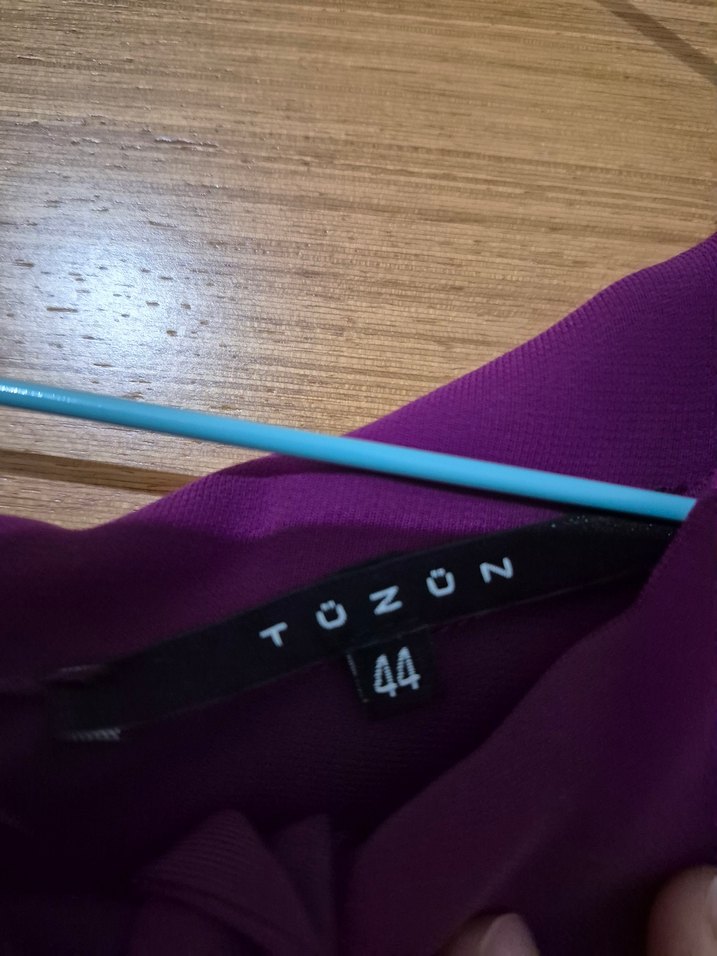 Parlak Mor Kadın Uzun Kollu Uzun Boy  Tüzün elbise - Görsel 5