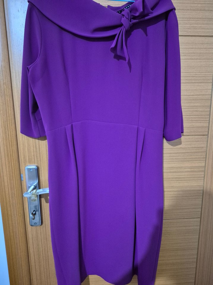 Parlak Mor Kadın Uzun Kollu Uzun Boy  Tüzün elbise - Görsel 4