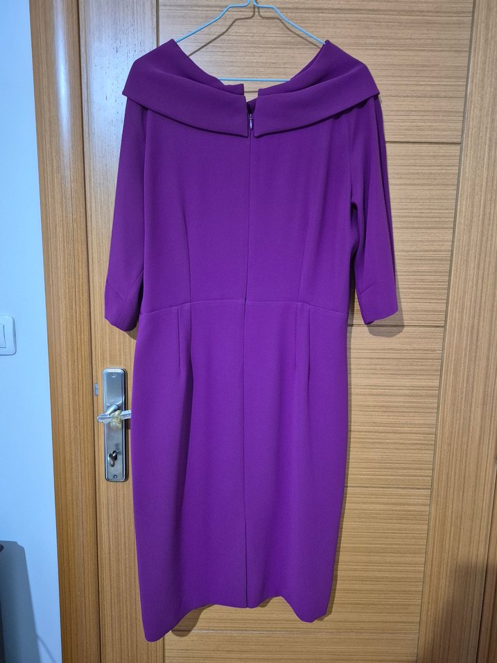 Parlak Mor Kadın Uzun Kollu Uzun Boy  Tüzün elbise - Görsel 3