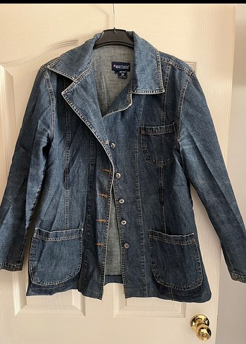 Düğmeli Mavi Kadın Denim Ceket