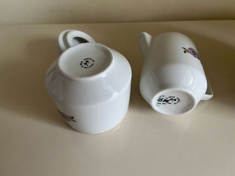 Beyaz Çiçekli Porselen Demlik sütlük şekerlik - Görsel 2