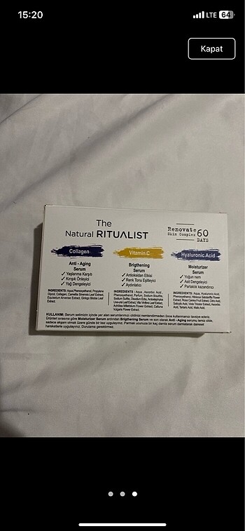 Beden The natural ritualist cilt bakım serum seti 3 lü