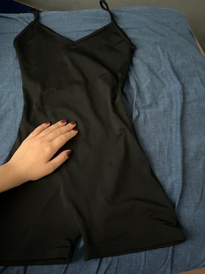 Kadın Siyah Mini Atletik Şort Tulum - Görsel 2