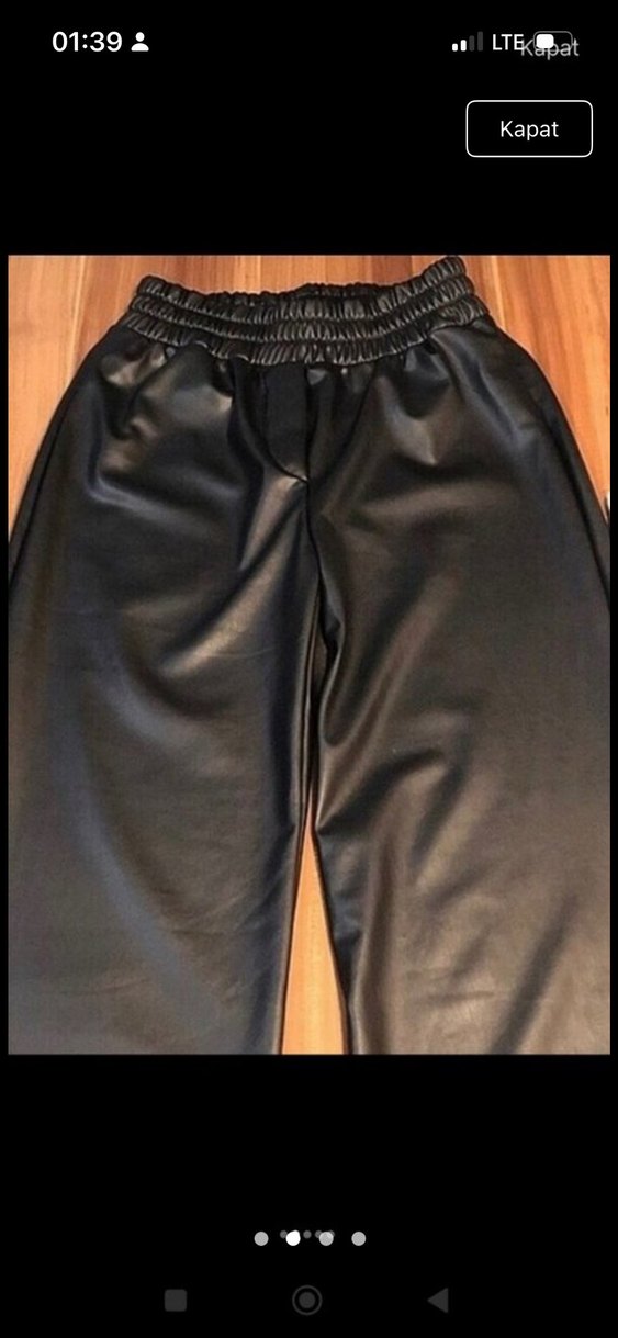 Deri yüksek bel pantolon - Görsel 2