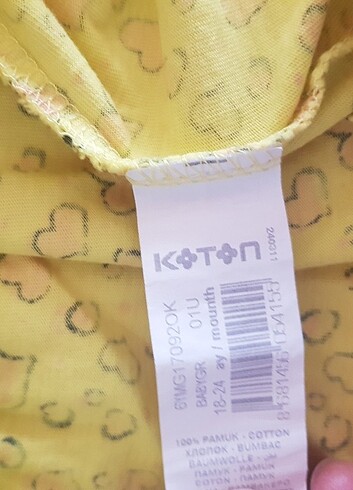 18-24 Ay Beden sarı Renk Koton elbise