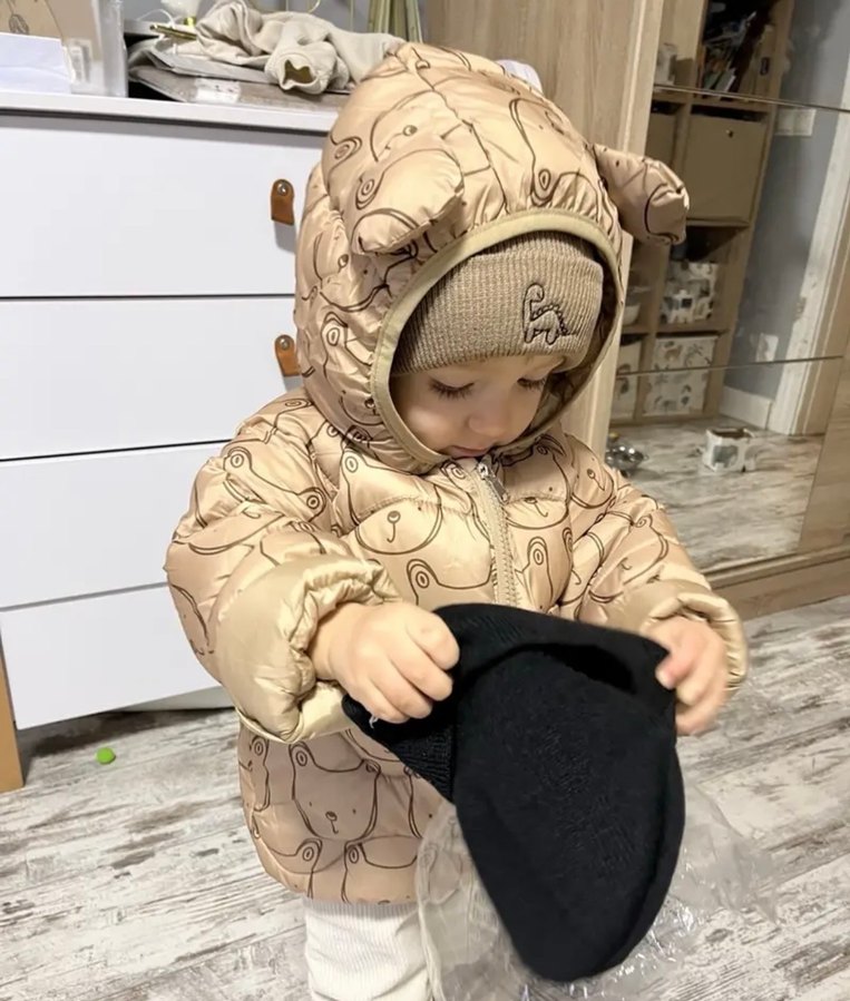 Kahverengi Kapüşonlu Erkek Çocuk Mont - Görsel 2