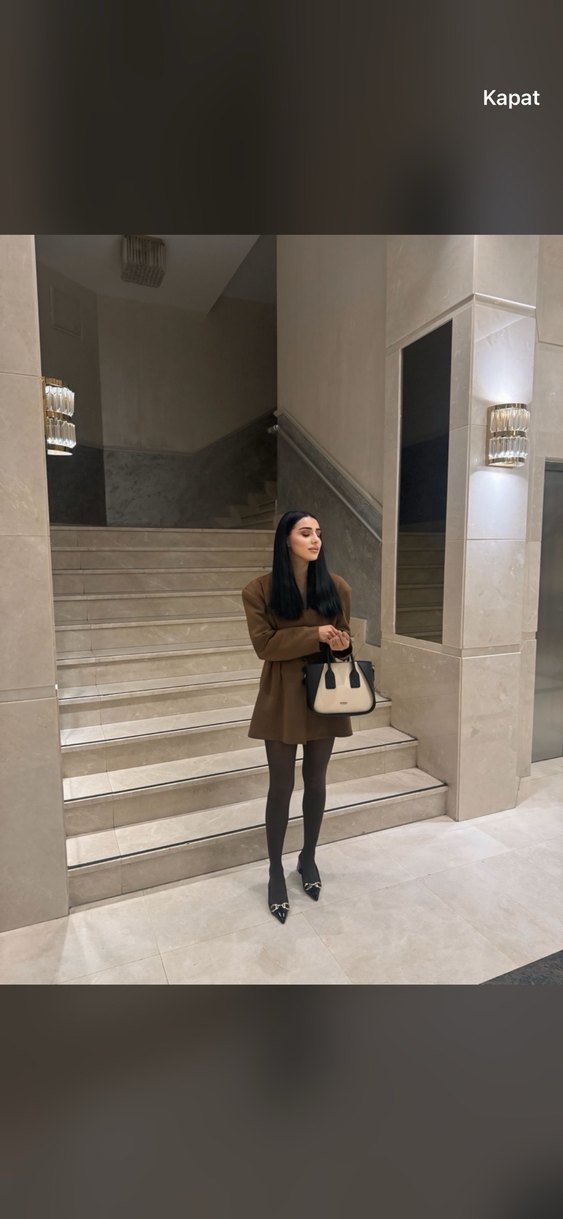 Kahverengi Düğmeli Kadın Keten Ceket & ceket elbise - Görsel 4