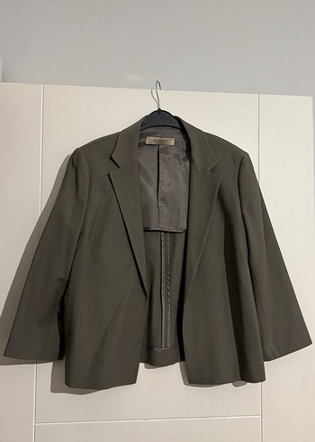 Gri Kadın Keten Kumaşlı Blazer Ceket - Görsel 3