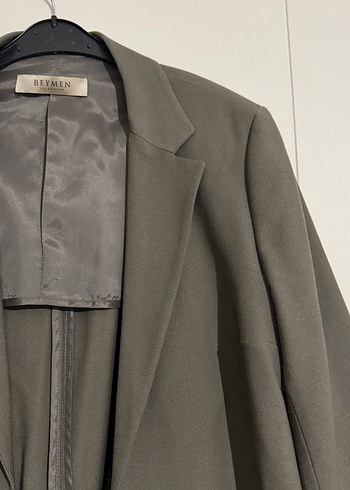 Gri Kadın Keten Kumaşlı Blazer Ceket - Görsel 4