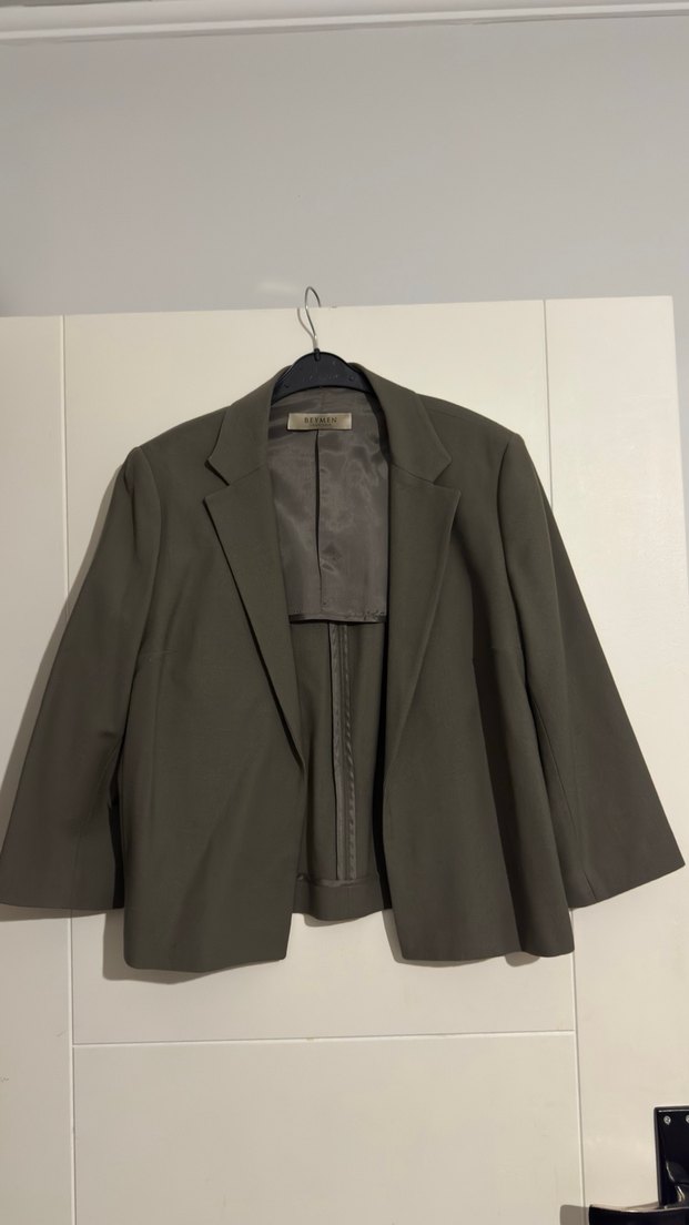 Gri Kadın Keten Kumaşlı Blazer Ceket - Görsel 2