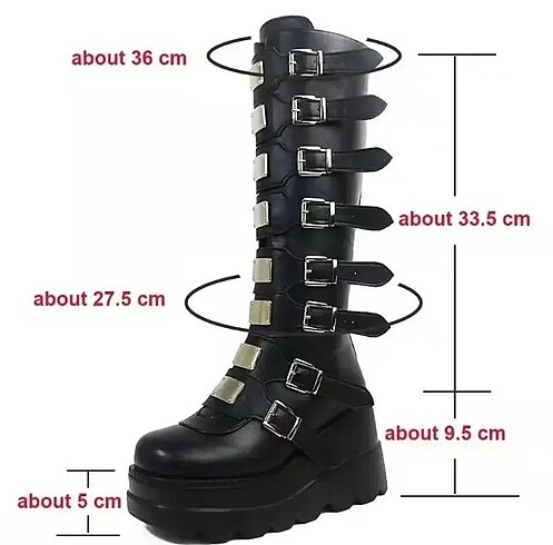 39 Beden Goth gotik punk kemerli çizme