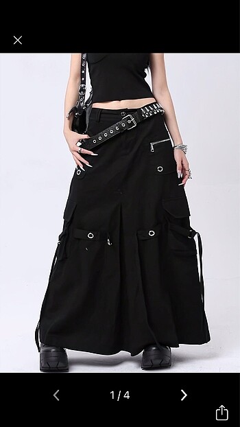 Techwear goth y2k uzun kargo etek
