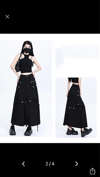 Killstar Techwear goth y2k uzun kargo etek
