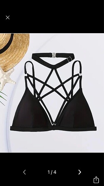 Çapraz askılı gothic bikini üstü