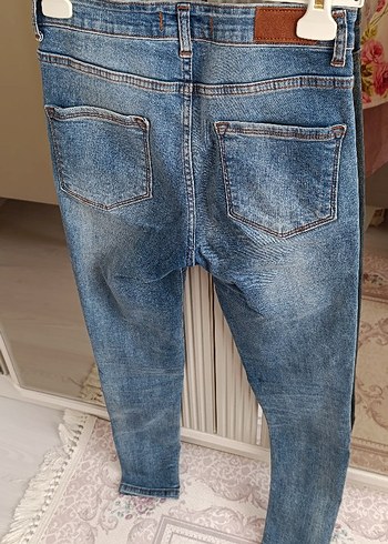 38 Beden Kadın Mavi Bol Kesim Denim Pantolon