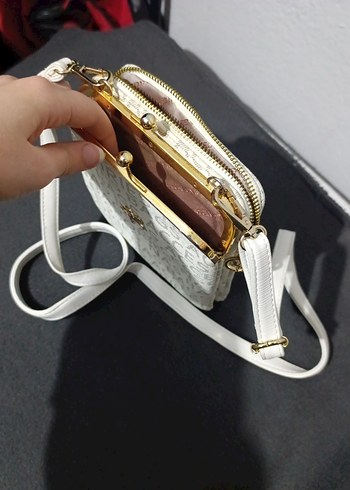 Beyaz Baskılı Kadın Çapraz Çanta - Görsel 3