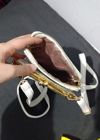 Beyaz Baskılı Kadın Çapraz Çanta - Görsel 2