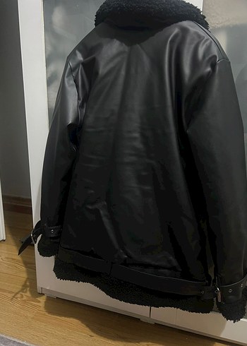 Kürklü Siyah Deri Mont - Görsel 2