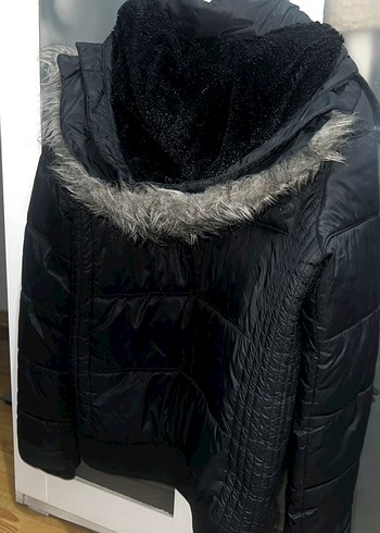 Kürklü Siyah Kadın Mont - Görsel 2