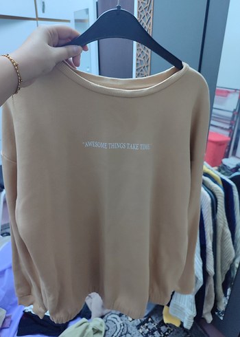 Defacto Bej Oversize Sweatshirt Rahat Ve Sik