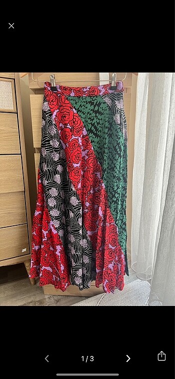Twist desenli midi etek