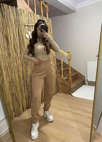 xl Beden camel Renk 3 İplik Eşofman Altı