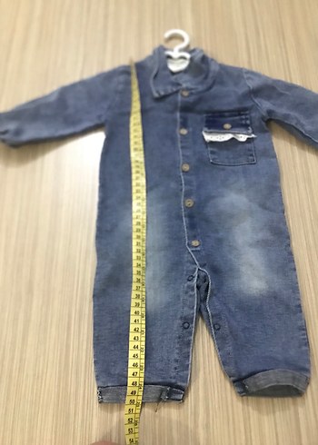 6-9 Ay Beden mavi Renk Bebek Denim Tulum