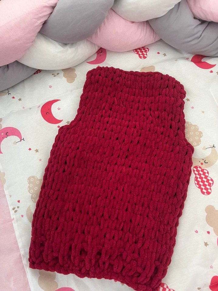 Bordo Örgü Kız Yeleği - Görsel 2