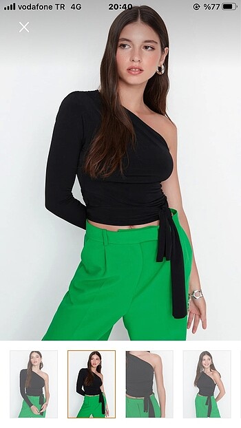 Trendyol & Milla Bağlama Detaylı Tek Kol Crop Bluz