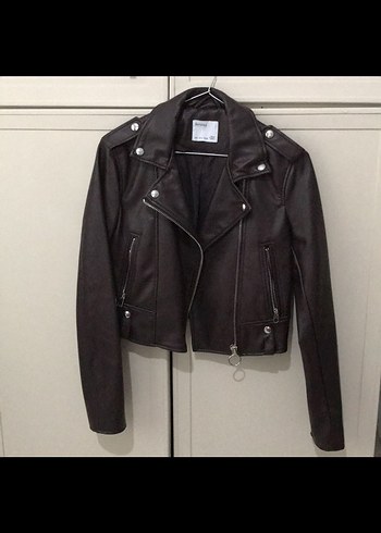 bershka kahverengi Deri Biker Ceket