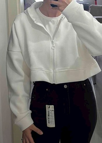 Trendyol & Milla Fermuarlı Beyaz Kadın Sweatshirt