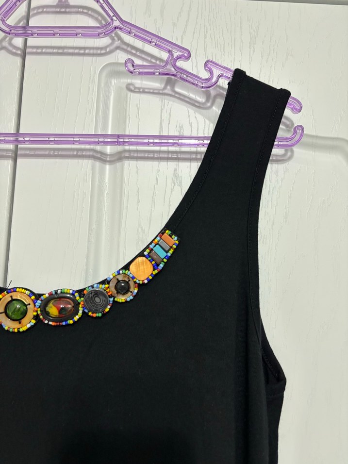 Siyah Uzun Kolsuz Elbise - Görsel 3