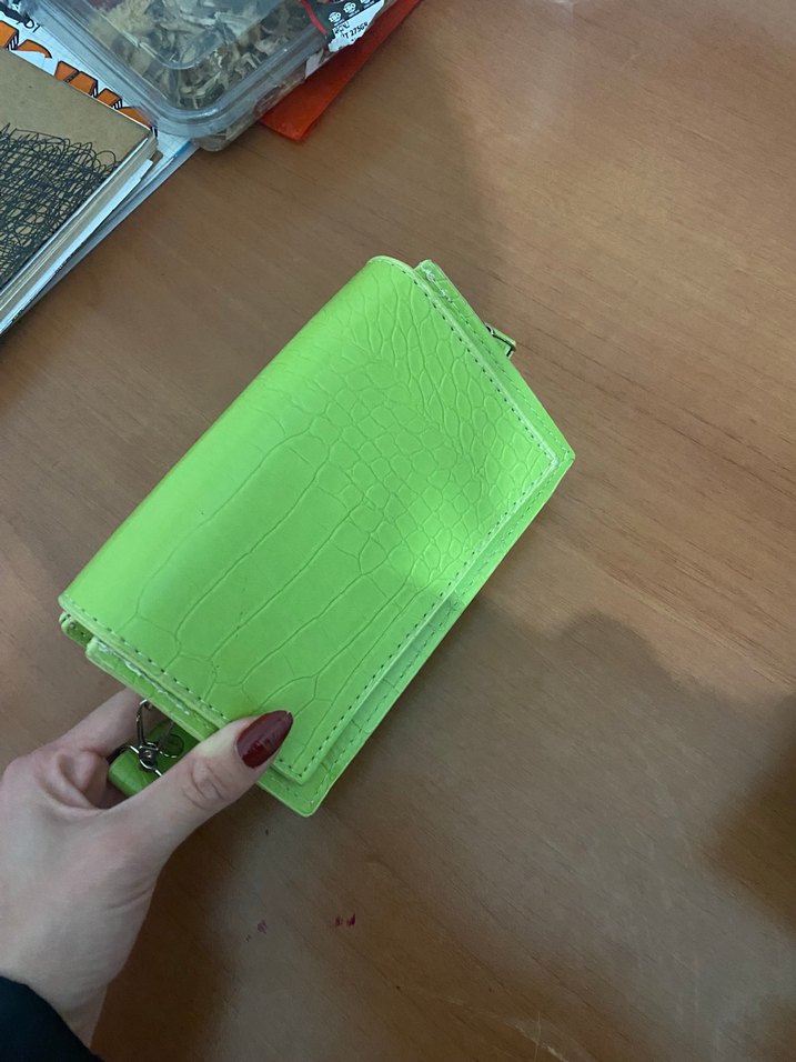 Yeşil Deri Yılan Desenli Tokalı Kadın Çanta - Görsel 4