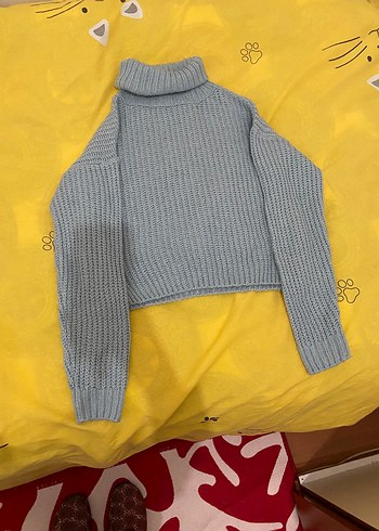 s Beden mavi Renk Bebek mavisi Balıkçı Yaka Kadın Kazak