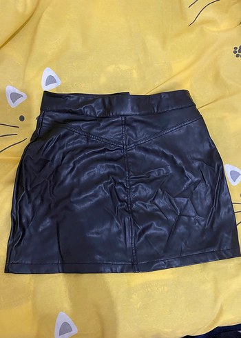 Siyah Deri Kemerli Mini Etek - Görsel 2