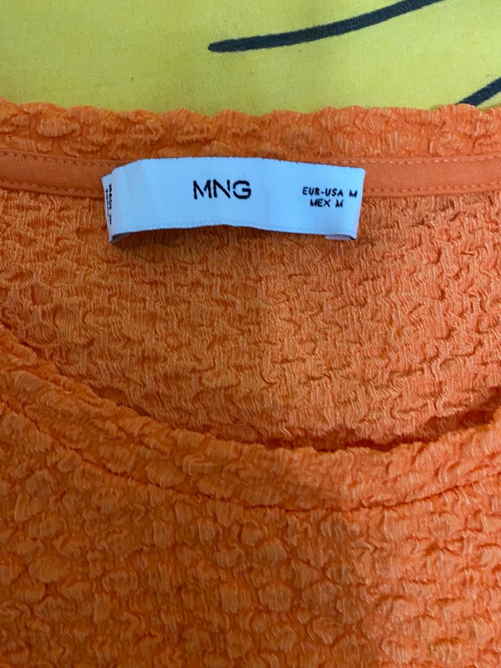 Turuncu Kısa Kollu Örgü Tişört - Görsel 3