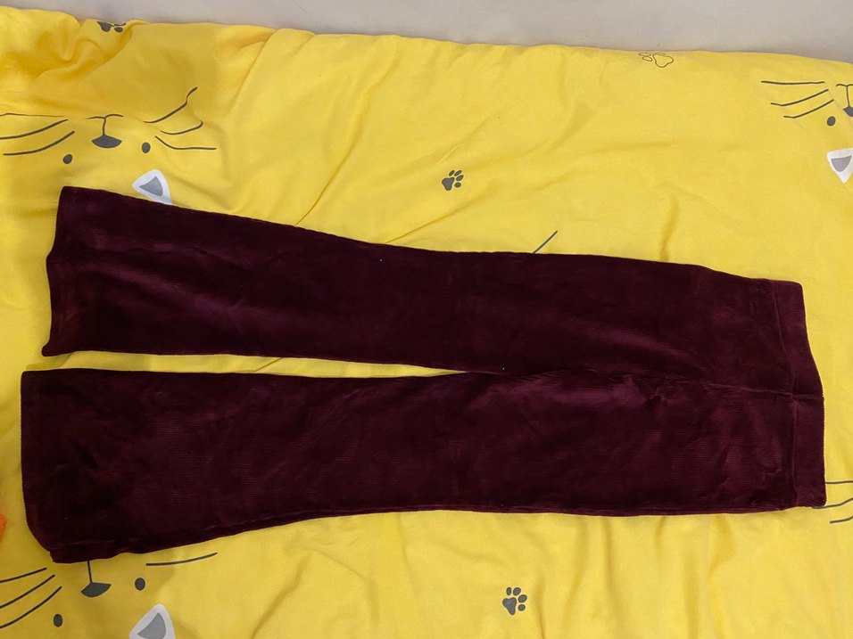 Bordo Düğmeli Kadın İspanyol Paça Pantolon - Görsel 2