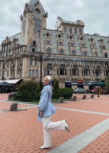 Ahel Tasarım Mavi Bağlamalı Gömlek - Görsel 2