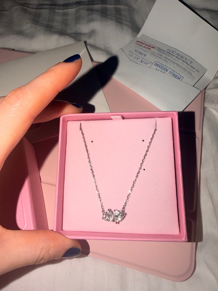 Swarovski iki kalp kolye - Görsel 2