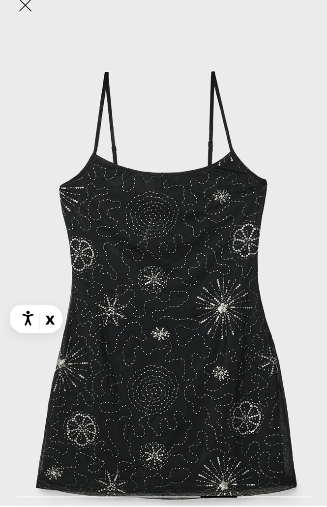 İnce Askılı İşlemeli Siyah Stradivarius Elbise - Görsel 3