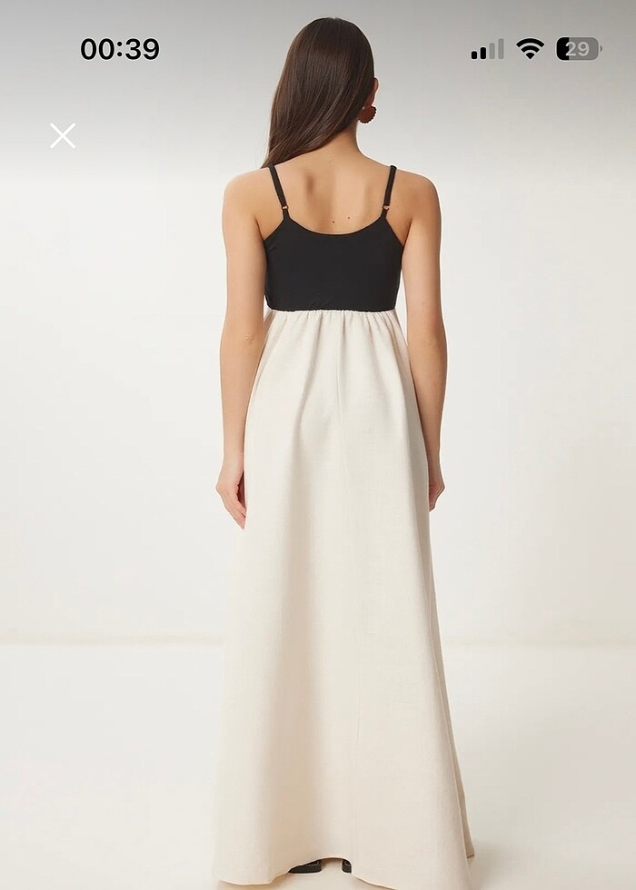 Keten doku iki renk elbise - Görsel 3