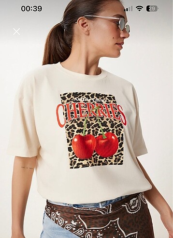 Cherries tişort leopar desen