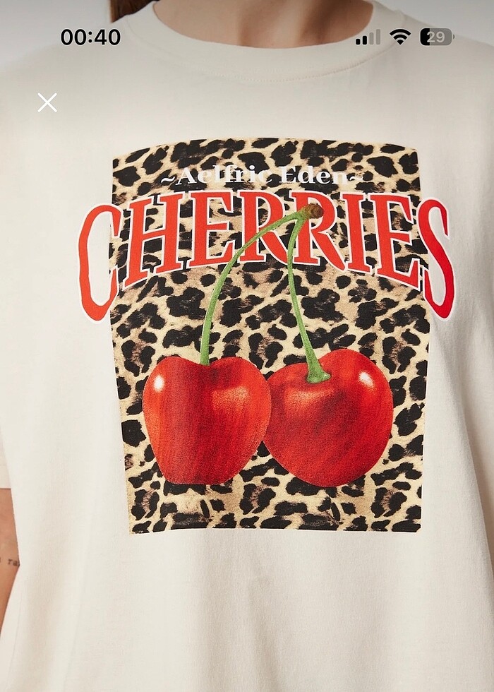Cherries tişort leopar desen - Görsel 2