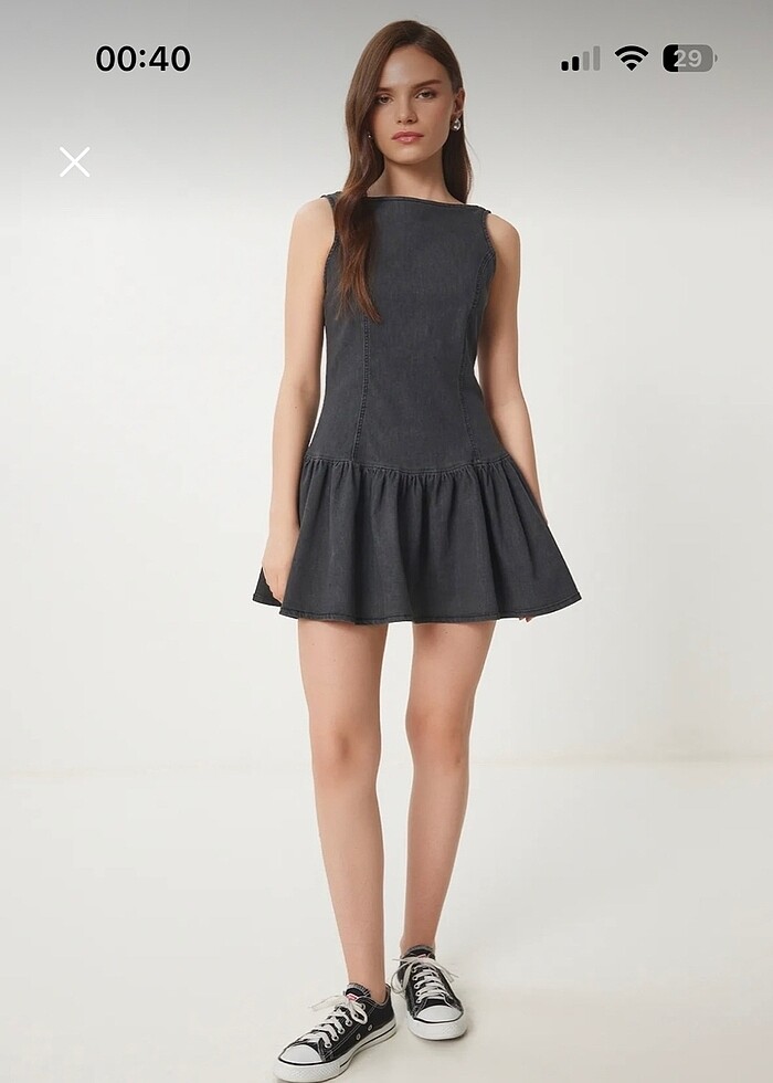 Mini model kot elbise gri - Görsel 3